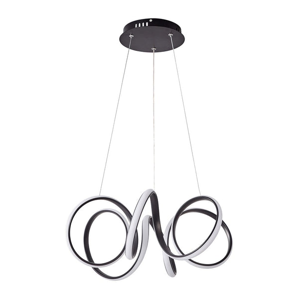 Chandelierias-Modern Curvy Loop Dimmable LED Pendant Light-Pendant-Black-