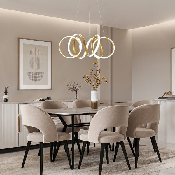 Chandelierias-Modern Curvy Loop Dimmable LED Pendant Light-Pendant-Gold-