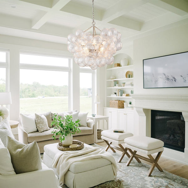 Chandelierias-Modern Decorative Cluster Bubble Chandelier-Chandelier-3 Bulbs-Brass