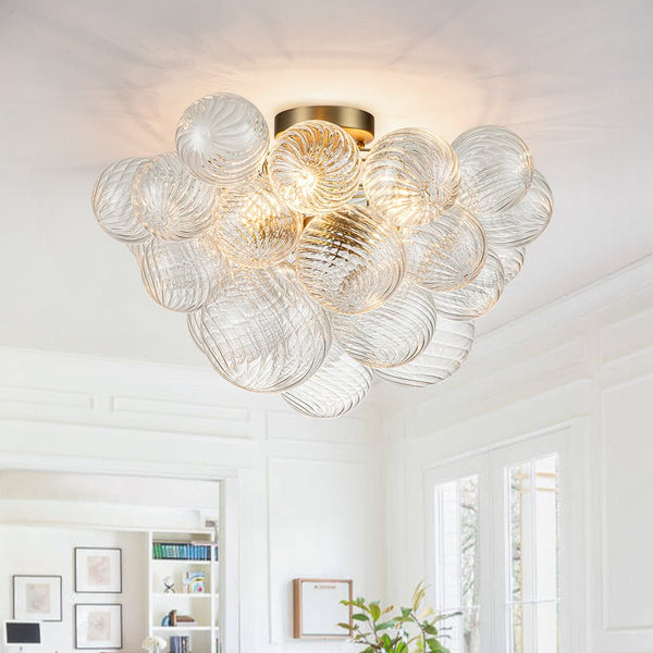 Chandelierias-Modern Decorative Cluster Bubble Semi-Flush Mount-Semi Flush--