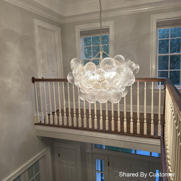 Chandelierias-Modern Decorative Swirled Glass Cluster Bubble Chandelier-Chandelier-3 Bulbs-Brass