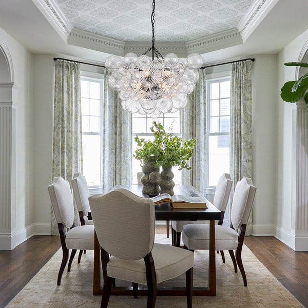 Chandelierias-Modern Decorative Swirled Glass Cluster Bubble Chandelier-Chandelier-3 Bulbs-Brass