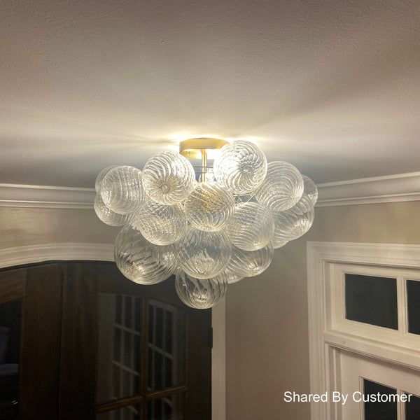 Chandelierias-Modern Decorative Swirled Glass Cluster Bubble Semi-Flush Mount-Semi Flush--