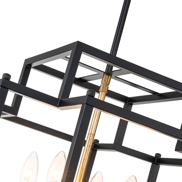 Chandelierias-Modern Farmhouse 4-Light Square Lantern Candle Pendant-Chandeliers-4 Bulbs-