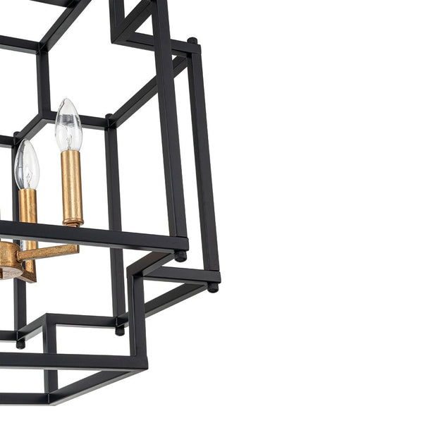 Chandelierias-Modern Farmhouse 4-Light Square Lantern Candle Pendant-Chandeliers-4 Bulbs-