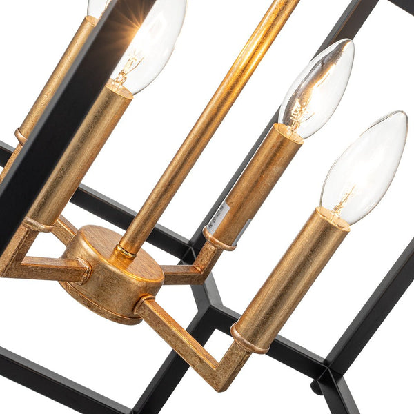 Chandelierias-Modern Farmhouse 4-Light Square Lantern Candle Pendant-Chandeliers-4 Bulbs-