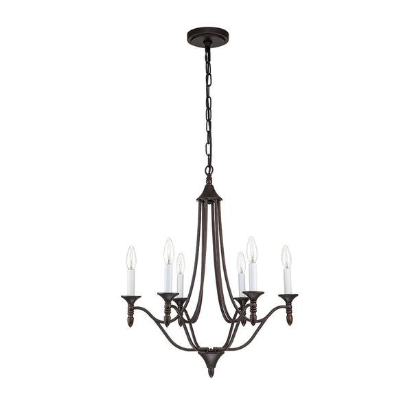 Chandelierias-Modern Farmhouse 6-Light Candle Style Chandelier-Chandeliers-Nickel-