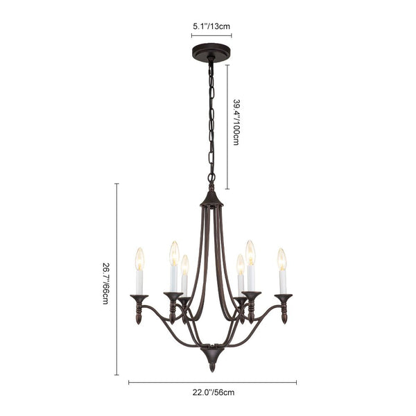 Chandelierias-Modern Farmhouse 6-Light Candle Style Chandelier-Chandeliers-Nickel-