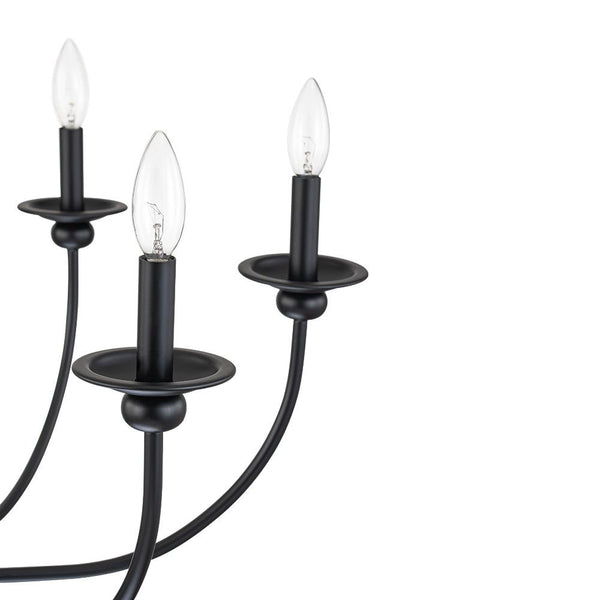Chandelierias-Modern Farmhouse 6-Light Matte Black Candle Style Chandelier-Chandeliers-Black (Pre-order)-