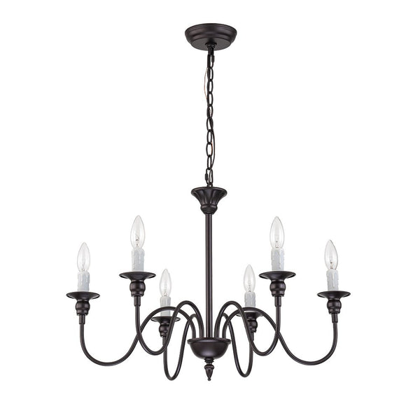 Chandelierias-Modern Farmhouse 6-Light Oil Rubbed Bronze Candle Style Chandelier-Chandeliers-6 Bulbs (Pre-order)-