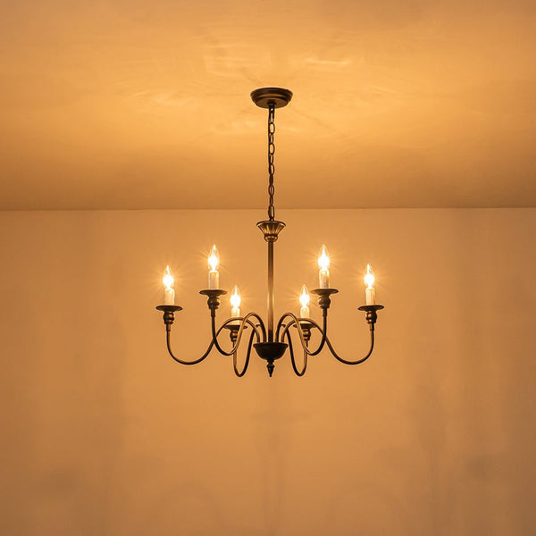 Chandelierias-Modern Farmhouse 6-Light Oil Rubbed Bronze Candle Style Chandelier-Chandeliers-6 Bulbs (Pre-order)-