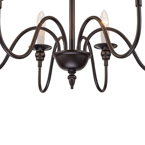 Chandelierias-Modern Farmhouse 6-Light Oil Rubbed Bronze Candle Style Chandelier-Chandeliers-6 Bulbs (Pre-order)-