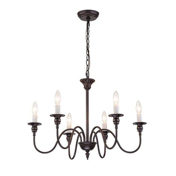 Chandelierias-Modern Farmhouse 6-Light Oil Rubbed Bronze Candle Style Chandelier-Chandeliers-6 Bulbs (Pre-order)-