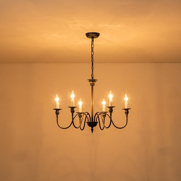 Chandelierias-Modern Farmhouse 6-Light Oil Rubbed Bronze Candle Style Chandelier-Chandeliers-6 Bulbs (Pre-order)-