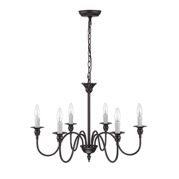 Chandelierias-Modern Farmhouse 6-Light Oil Rubbed Bronze Candle Style Chandelier-Chandeliers-6 Bulbs (Pre-order)-