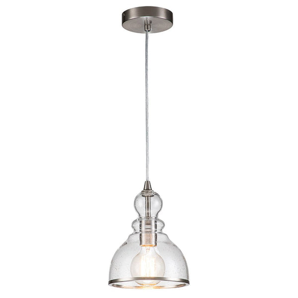 Chandelierias-Modern Gourd Clear Seeded Glass 1-Light Single Pendant-Pendant-Nickel-