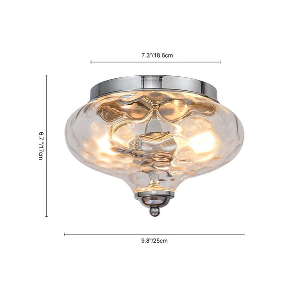 Chandelierias-Modern Hammered Glass Ceiling Light-Flush Mount-Gold-