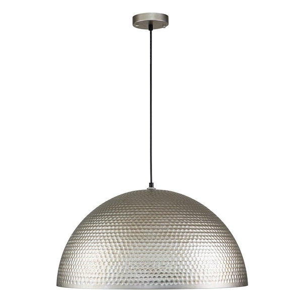 Chandelierias-Modern Hammered Metal Oversized Dome Pendant-Chandeliers-Antique Silver-