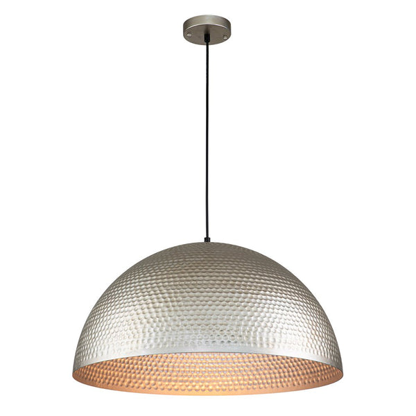 Chandelierias-Modern Hammered Metal Oversized Dome Pendant-Chandeliers-Antique Silver-