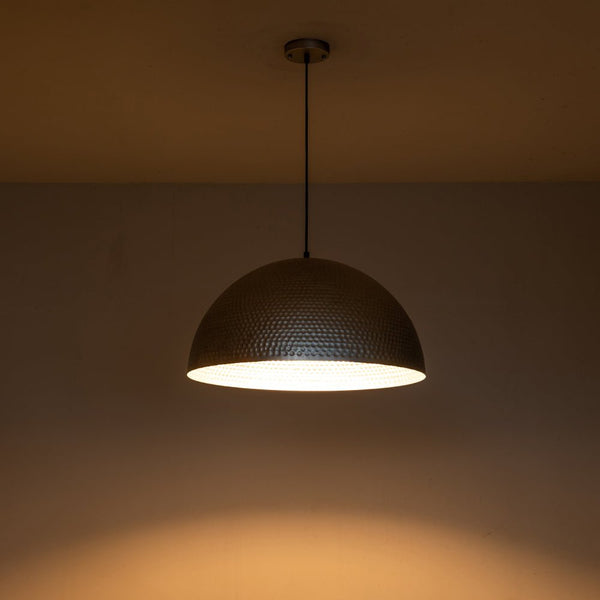 Chandelierias-Modern Hammered Metal Oversized Dome Pendant-Chandeliers-Antique Silver-