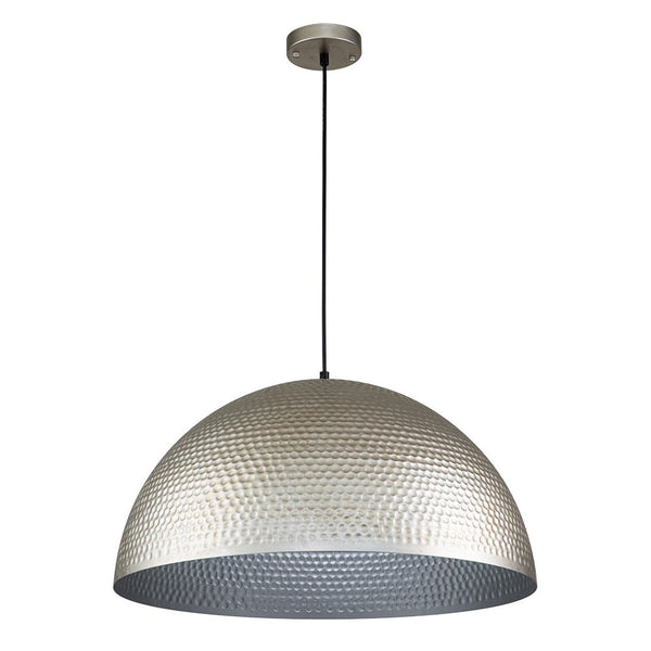 Chandelierias-Modern Hammered Metal Oversized Dome Pendant-Chandeliers-Antique Silver-