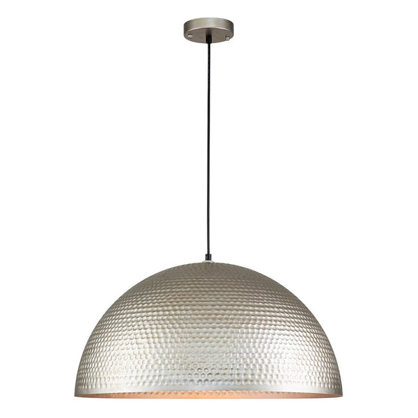 Chandelierias-Modern Hammered Metal Oversized Dome Pendant-Chandeliers-Antique Silver-