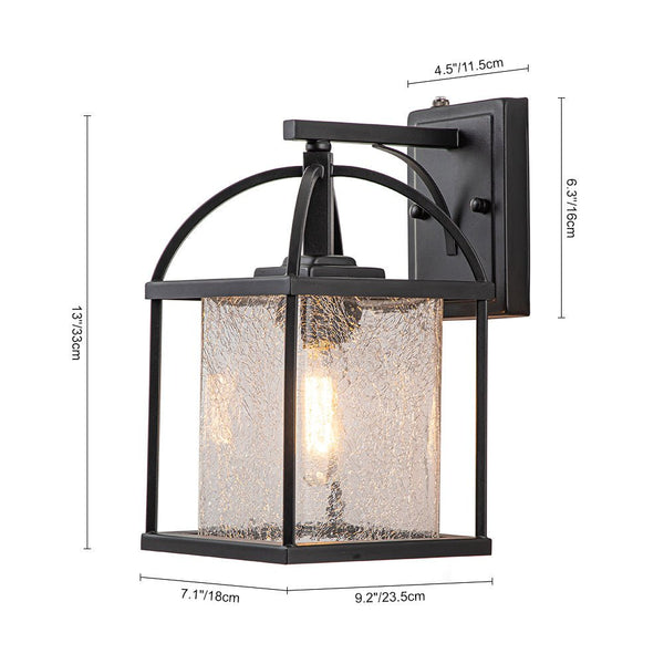 Chandelierias-Modern Lantern Crackle Glass Outdoor Wall Light-Wall Light-2 Pcs-
