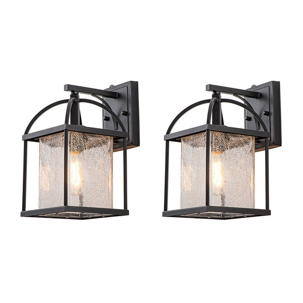 Chandelierias-Modern Lantern Crackle Glass Outdoor Wall Light-Wall Light-2 Pcs-