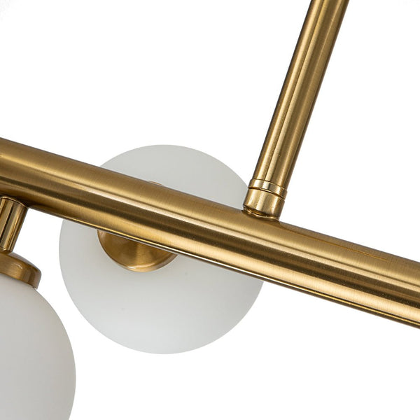 Chandelierias-Modern Linear 16-Light Milky Glass Globe Chandelier-Chandelier-Brass-16 Bulbs