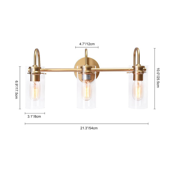 Chandelierias-Modern Linear Cylinder Clear Glass Vanity Light-Chandeliers-Black-3 Bulbs
