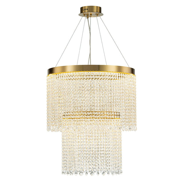 Chandelierias-Modern Luxury 2-Tier Crystal Dimmable LED Chandelier-Chandelier-Brass (Pre-order)-