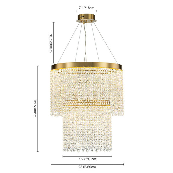 Chandelierias-Modern Luxury 2-Tier Crystal Dimmable LED Chandelier-Chandelier-Brass (Pre-order)-
