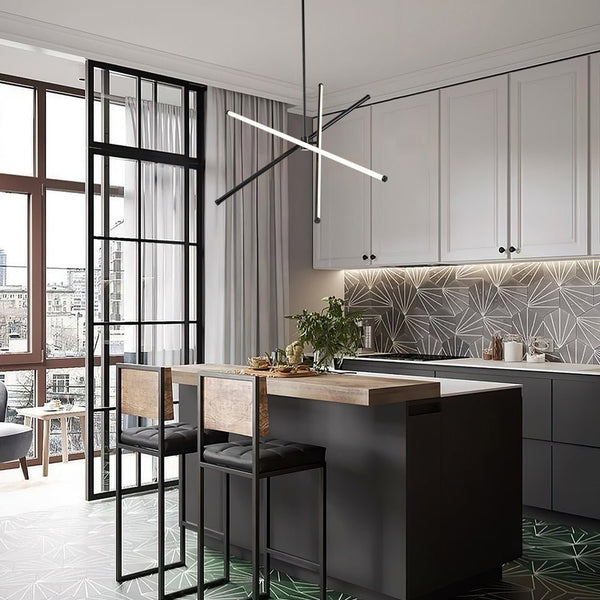 Chandelierias-Modern Minimalism Linear LED Chandelier-Chandelier-Black-