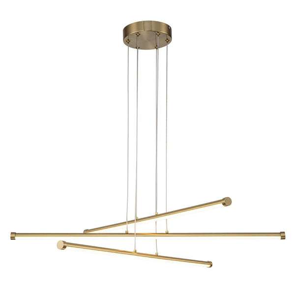 Chandelierias-Modern Minimalist 3-Light LED Linear Chandelier-Chandelier-Brass-
