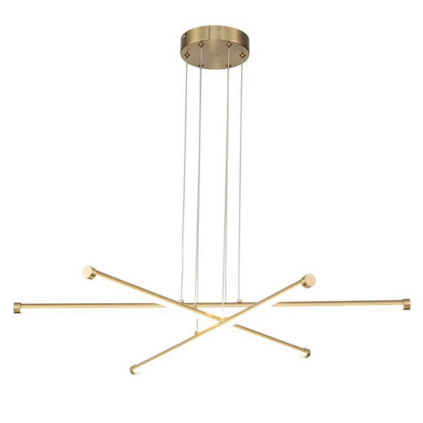 Chandelierias-Modern Minimalist 3-Light LED Linear Chandelier-Chandelier-Brass-