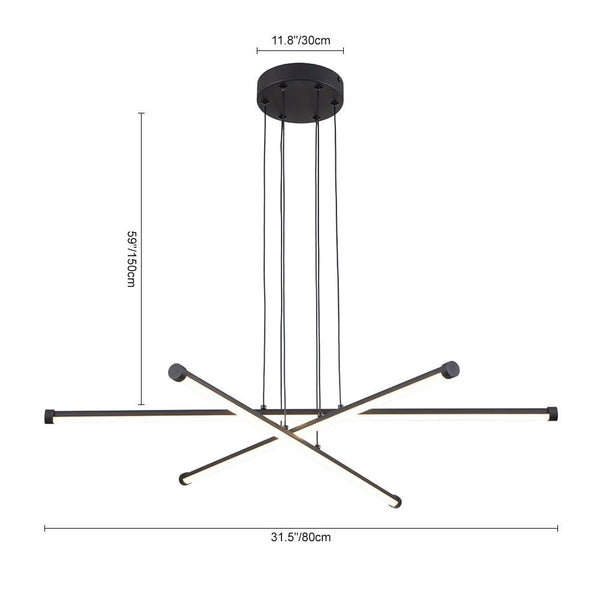 Chandelierias-Modern Minimalist 3-Light LED Linear Chandelier-Chandelier-Brass-