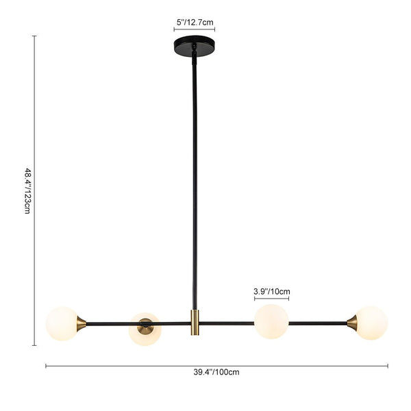 Chandelierias-Modern Minimalist 4-Light Opal Glass Linear Chandelier-Chandeliers-Brass-4 Bulbs