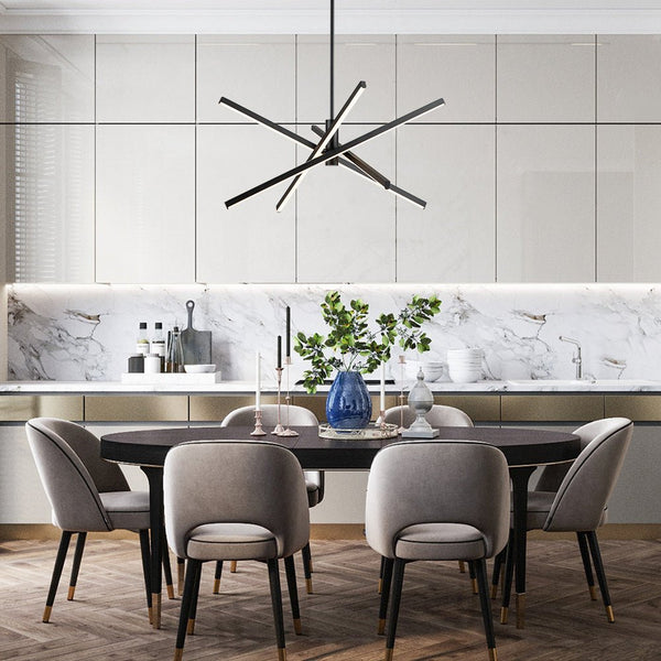 Chandelierias-Modern Minimalist 4-Light Strip LED Chandelier-Chandelier-Black-