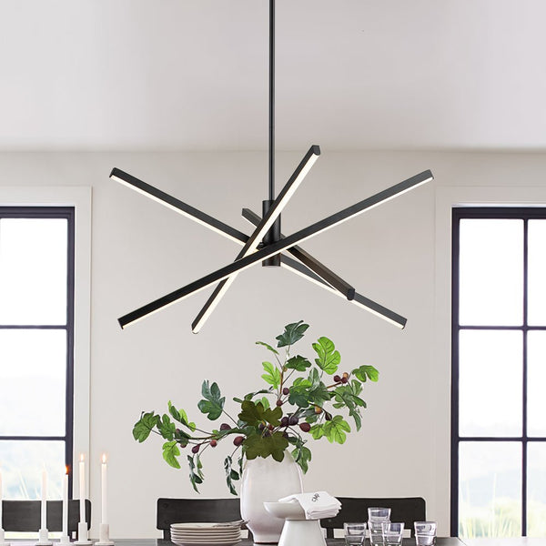 Chandelierias-Modern Minimalist 4-Light Strip LED Chandelier-Chandelier-Black-