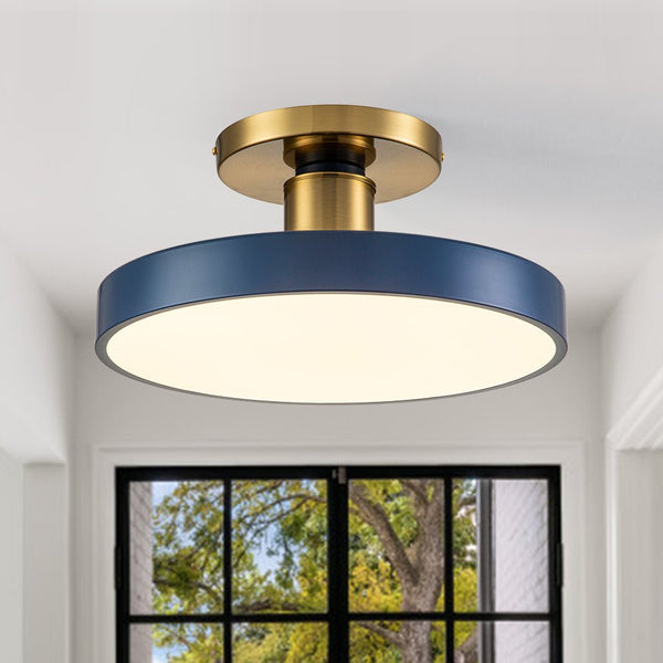 Chandelierias-Modern Minimalist LED Drum Semi Flush Mount-Semi Flush--