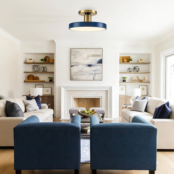 Chandelierias-Modern Minimalist LED Drum Semi Flush Mount-Semi Flush--