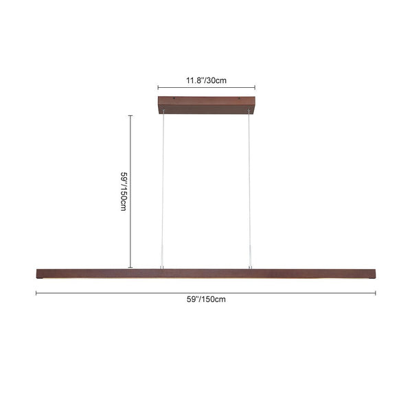Chandelierias-Modern Minimalist Linear Kitchen Island LED Pendant-Pendant-Solid Walnut-