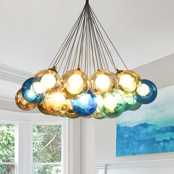Chandelierias-Modern Multi-Color Cluster Bubble Chandelier-Chandelier-Blue Tone-7 Globes