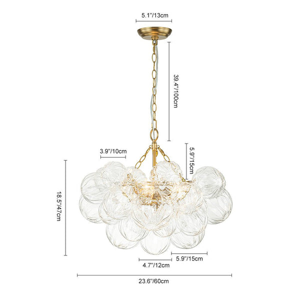 Chandelierias-Modern Petals Textured Glass Cluster Bubble Chandelier-Chandeliers-Brass-3 Bulbs (Pre-order & Arrive in 2 Weeks)