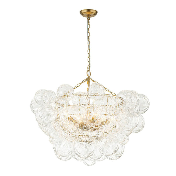 Chandelierias-Modern Petals Textured Glass Cluster Bubble Chandelier-Chandeliers-Brass-8 Bulbs (Pre-order & Arrive in 2 Weeks)