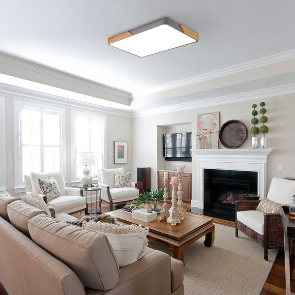 Chandelierias-Modern Rectangular Led Flush Ceiling Light-Flush Mount-White-