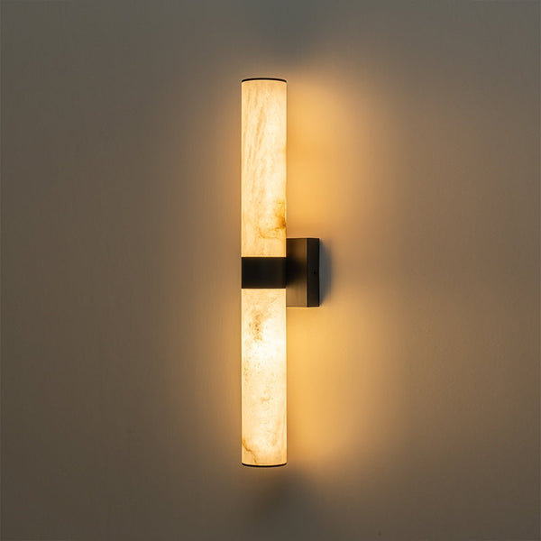 Chandelierias-Modern Rock Texture Linear Tube Dimmable LED Vanity Light-Wall Light-Black-