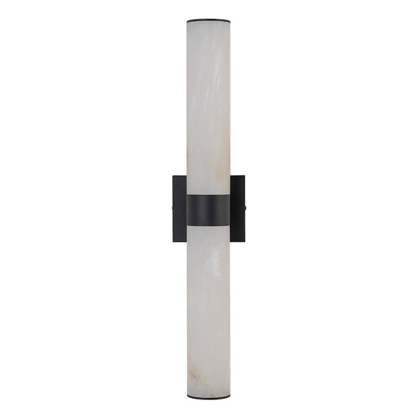 Chandelierias-Modern Rock Texture Linear Tube Dimmable LED Vanity Light-Wall Light-Black-