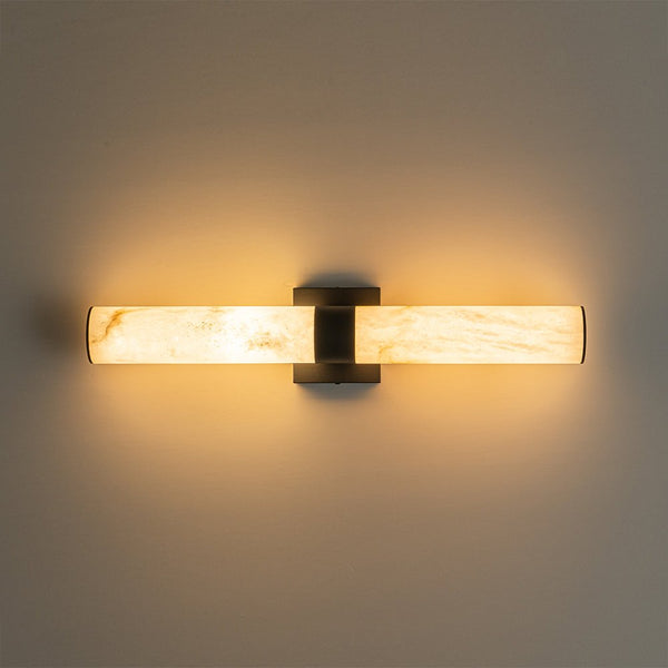 Chandelierias-Modern Rock Texture Linear Tube Dimmable LED Vanity Light-Wall Light-Black-