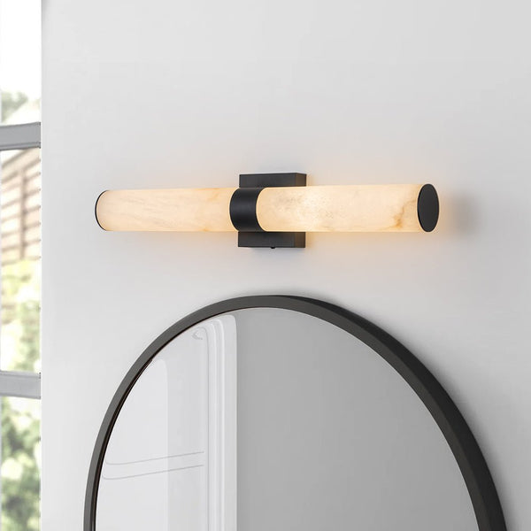 Chandelierias-Modern Rock Texture Linear Tube Dimmable LED Vanity Light-Wall Light-Black-